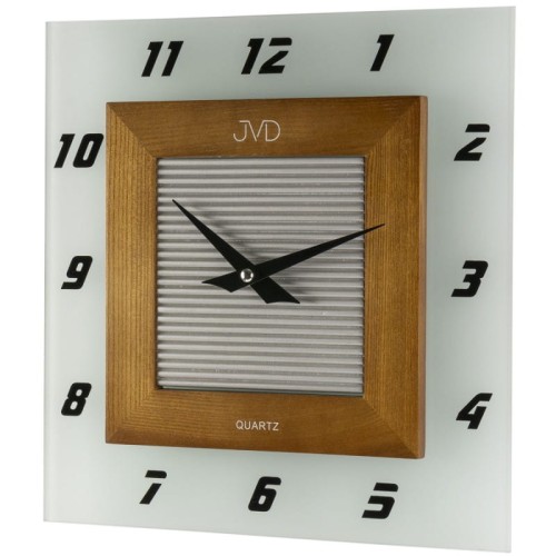 JVD N20144 - 28x28cm - Zegar ścienny - Szkło i Drewno