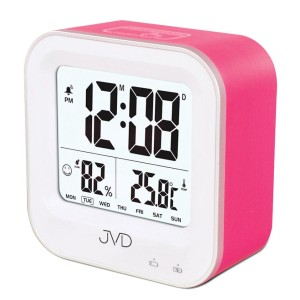 JVD SB9909.2 - 10x10cm - BIAŁY / Różowy - Budzik elektroniczny