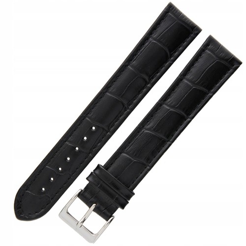 ATLANTIC Krokodyl XL - 22mm - CZARNY Mat - Skórzany pasek do zegarka