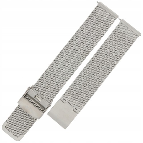 BISSET BM103 - Srebrna Mat - 18mm - Siatka - Stalowa bransoleta do zegarka