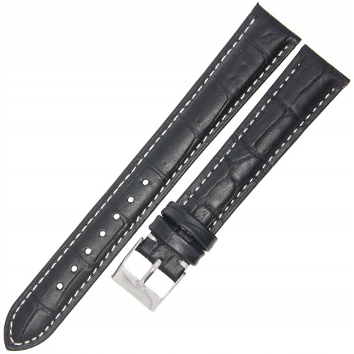 TEKLA K11 XL - 18mm - Krokodyl - CZARNY - Skórzany pasek do zegarka