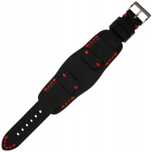 TEKLA VK12 - 22mm - CZARNY - Skórzany pasek do zegarka - Handmade in Poland