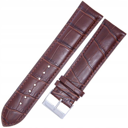 TEKLA K20 XL - 24mm - Krokodyl - BRĄZOWY - Skórzany pasek do zegarka