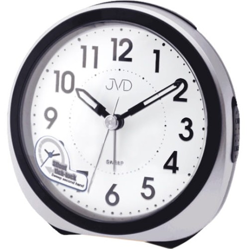 JVD SRP872.1 - 10,3x10,3cm - SREBRNY / Czarny - Budzik wskazówkowy