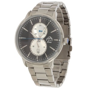 FUJI Time M7108QS - BLACK/Silver - Męski - Zegarek kwarcowy na bransolecie