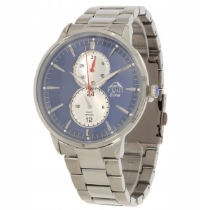 FUJI Time M7108QS - BLUE/Silver - Męski - Zegarek kwarcowy na bransolecie