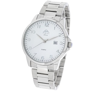 FUJI Time M7126QS - WHITE - Męski - Zegarek kwarcowy na bransolecie