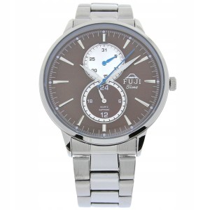 FUJI Time M7108QS - BROWN/Silver - Męski - Zegarek kwarcowy na bransolecie