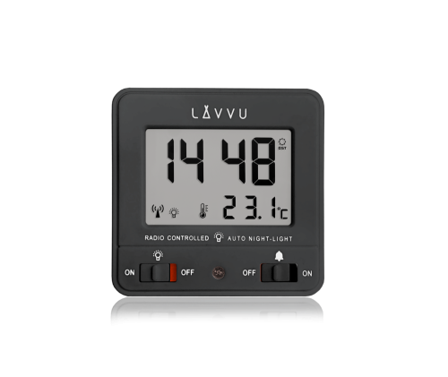 LAVVU LAR0041 - 6,7x6,7cm - CZARNY - Budzik elektroniczny