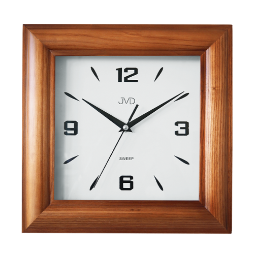 JVD NS20183.2 - 28x28cm - Średni brąz - Drewniany zegar ścienny