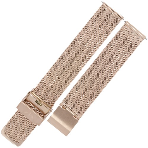 BISSET BM103 - Różowo Złota - 14mm - Siatka - Stalowa bransoleta do zegarka