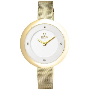 OBAKU V162LXGIMG - Classic Gold - Damski - Zegarek na bransolecie mesh