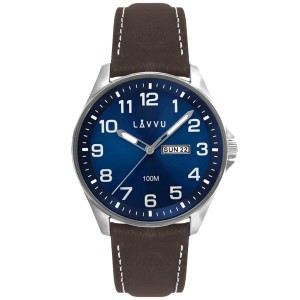 LAVVU LWM0144 - Bergen Blue - Męski - Zegarek na pasku skórzanym