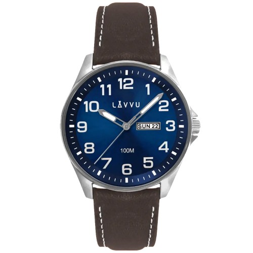LAVVU LWM0144 - Bergen Blue - Męski - Zegarek na pasku skórzanym