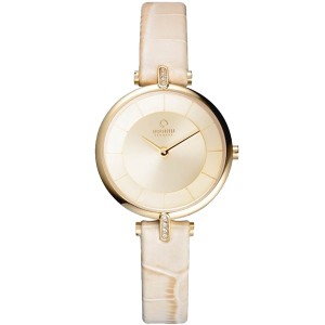 OBAKU V168LEGGRX - Brise Ivory - Damski - Zegarek na pasku skórzanym