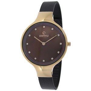 OBAKU V173LXVNMN - Sky Walnut - Damski - Zegarek na bransolecie mesh