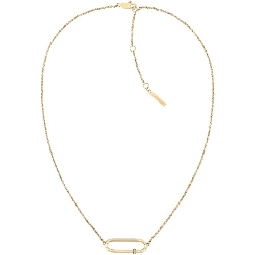 CALVIN KLEIN 35000186 - Elongated Oval - Damski - Naszyjnik ze stali nierdzewnej - Złoty