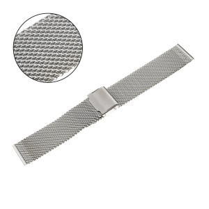 PACIFIC MS 08 - Srebrna - 20mm - Siatka - Bransoleta do zegarka