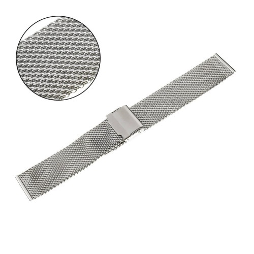 PACIFIC MS 08 - Srebrna - 20mm - Siatka - Bransoleta do zegarka