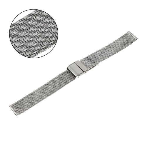 PACIFIC MS04F - Srebrna - 18mm - Stalowa bransoleta do zegarka (mesh)