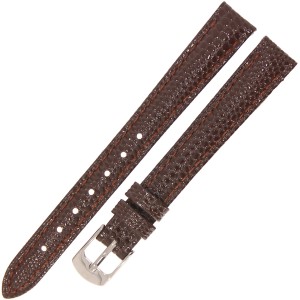 HORIDO 0065 - CIEMNY BRĄZ - 12mm - Skórzany pasek do zegarka o strukturze Jaszczurki