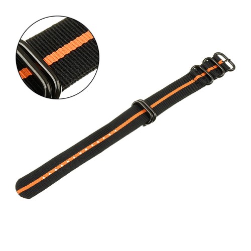 PACIFIC N01-B - Czarny/Pomarańczowy - 20mm - Nylonowy pasek do zegarka