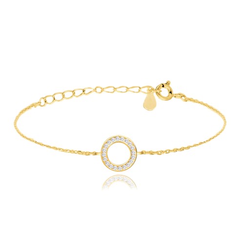 MINET - Ag925 - KRĄG - Pozłacana srebrna bransoletka z białymi cyrkoniami