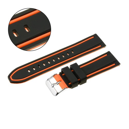 PACIFIC U14 - Czarny/Pomarańczowy - 20mm - Silikonowy pasek do zegarka