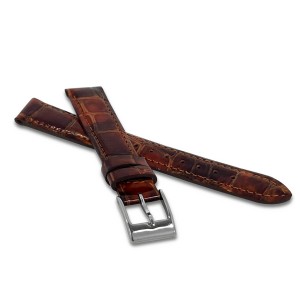 MINET Croco MSPUE12 - 12mm - ŚREDNI BRĄZ - Skórzany pasek do zegarka