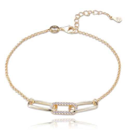 MINET - Ag925 - ITALIAN STYLE - Pozłacana srebrna bransoletka z białymi cyrkoniami