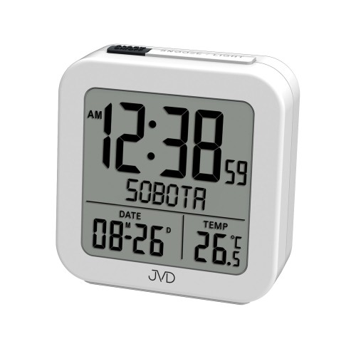 JVD RB9370.1 - 7,2x7,4cm - BIAŁY - Budzik elektroniczny DCF77
