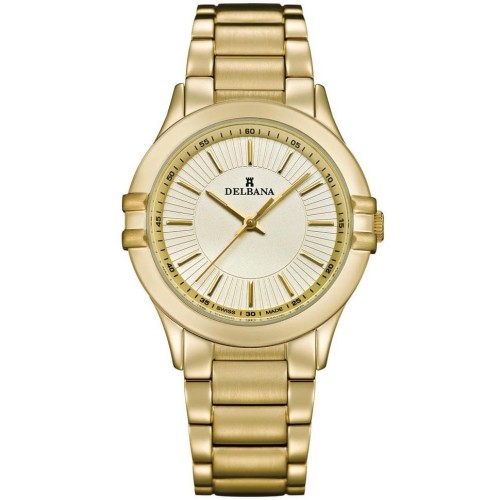 DELBANA Capri - Gold/Gold - Damski - Zegarek kwarcowy