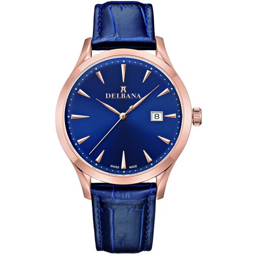 DELBANA Como - Rose/Blue - Męski - Zegarek kwarcowy
