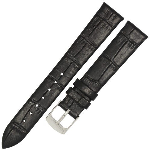 HORIDO 0183 - CZARNY - 16mm - Skórzany pasek do zegarka