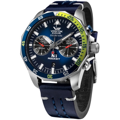 VOSTOK EUROPE 6S21-225A708 - N1 Rocket Chrono - Męski - Zegarek na pasku skórzanym