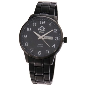 FUJI Time M7133QB - BLACK - Męski - Zegarek kwarcowy na bransolecie