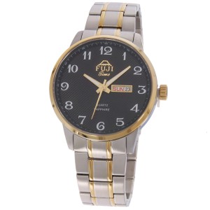 FUJI Time M7133QGS - BLACK - Męski - Zegarek kwarcowy na bransolecie