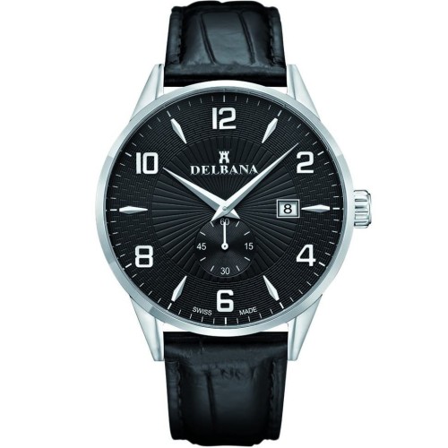 DELBANA Retro - Silver/Black - Męski - Zegarek kwarcowy