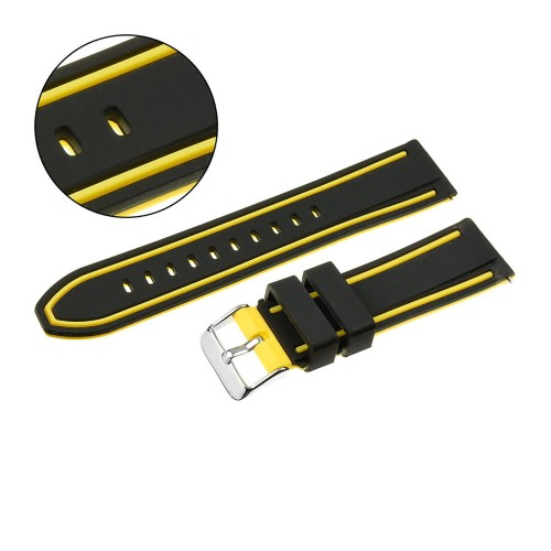 PACIFIC U14 - Czarny/Żółty - 20mm - Silikonowy pasek do zegarka