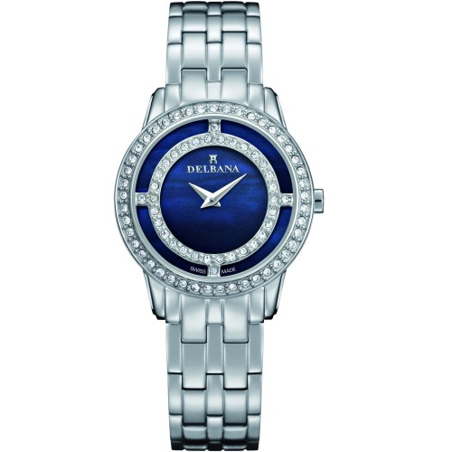 DELBANA Scala - Silver/Blue Pearl - Damski - Zegarek kwarcowy