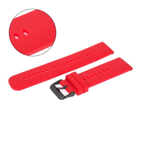 PACIFIC U27-B - Czerwony - 22mm - Silikonowy pasek do zegarka