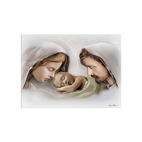 ESTEGO - 15x10cm - Obrazek ŚWIĘTA RODZINA - Zdobiony srebrną farbą