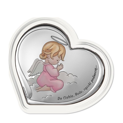 BELTRAMI - 10x9,1cm - Obrazek ANIOŁEK Różowy na panelu - Napis