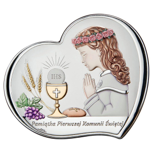 VALENTI - 17,5x15cm - Obrazek KOMUNIA Dziewczynka - Pamiątka I Komunii Świętej