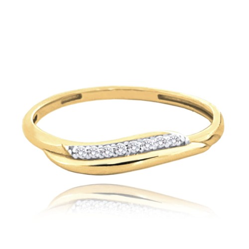 MINET - Au585 / 1,00g - Złoty pierścionek z białymi cyrkoniami - roz.13