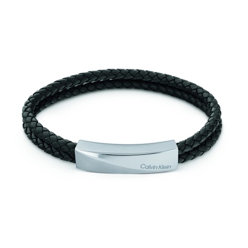 CALVIN KLEIN 35000097 - Braided Bracelet - Męska - Bransoletka skórzana - Czarna