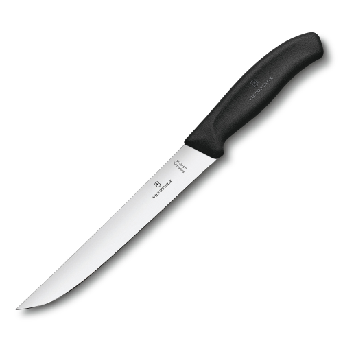 VICTORINOX 6.8103.18B - 18cm - CZARNY - Nóż do porcjowania o gładkim ostrzu