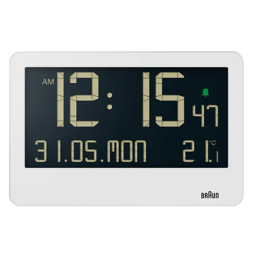 BRAUN BC14W - 26,1x17,3cm - BIAŁY - Zegar elektroniczny z datą i temperaturą