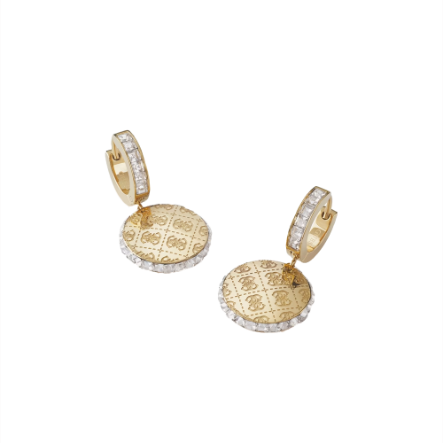 GUESS JUBE04267JWYGT/U - 4G RISING - 32MM SIDE CRYSTALS 4G HUGGIES - Spring 2024 - Damskie - Kolczyki