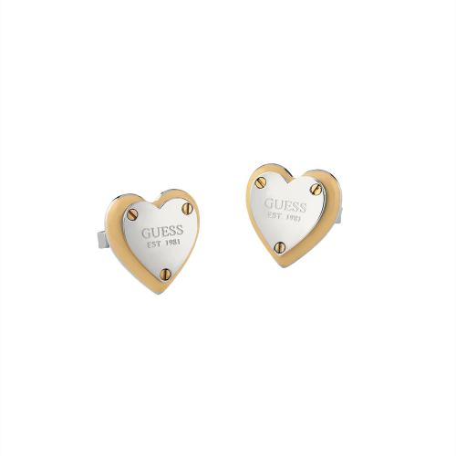 GUESS JUBE04209JWRHT/U - ALL YOU NEED IS LOVE - 12MM HEART LOCK STUDS - Spring 2024 - Damskie - Kolczyki
